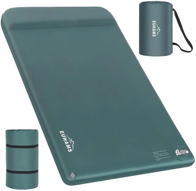 Main image of Camping Sleeping Pad Ultra-Thick Self-Inflating Memory Foam Mattress with Pillow, Double Camping Pad with Foot Pump, Portable 4-Season Sleeping Mat for Car, Tent & Travel, Full Size