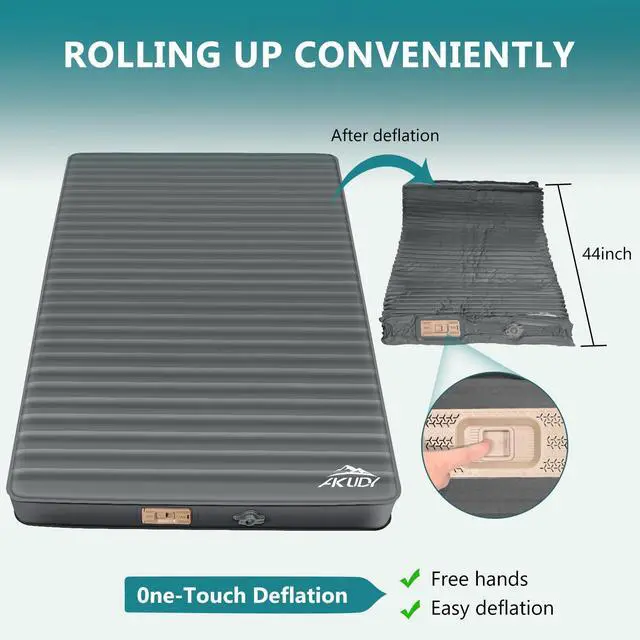 Alt view image 5 of 7 - Double Self-Inflating Sleeping Pad with Built-in Electric Pump, 3.15" Ultra-Thick Memory Foam, Camping Mattress for 2 Person, R-Value 9.5
