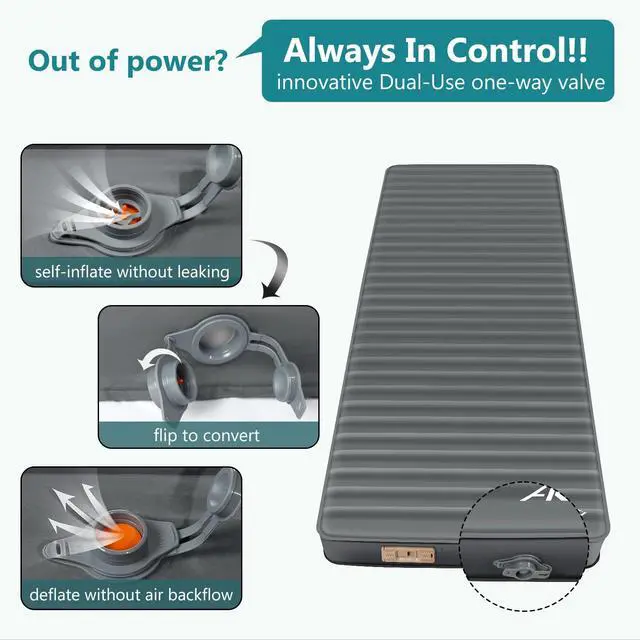 Alt view image 7 of 7 - Double Self-Inflating Sleeping Pad with Built-in Electric Pump, 3.15" Ultra-Thick Memory Foam, Camping Mattress for 2 Person, R-Value 9.5