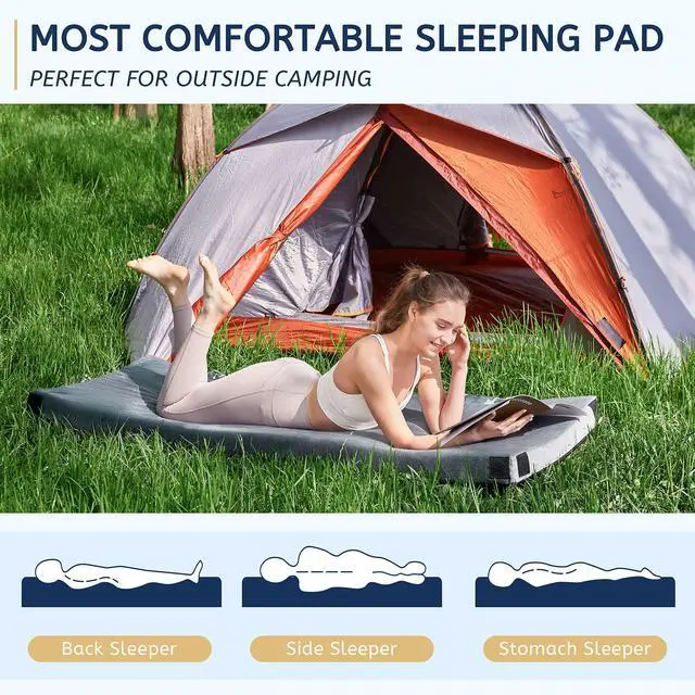 Alt view image 3 of 6 - Memory Foam Camping Twin XL Mattress Pad Mat-Sleeping Pad Mat Portable Roll Up Mattress CertiPUR-US for Adults-Camping Bed for Guests Floor Tent Sleepover with Waterproof Cover Travel Bag