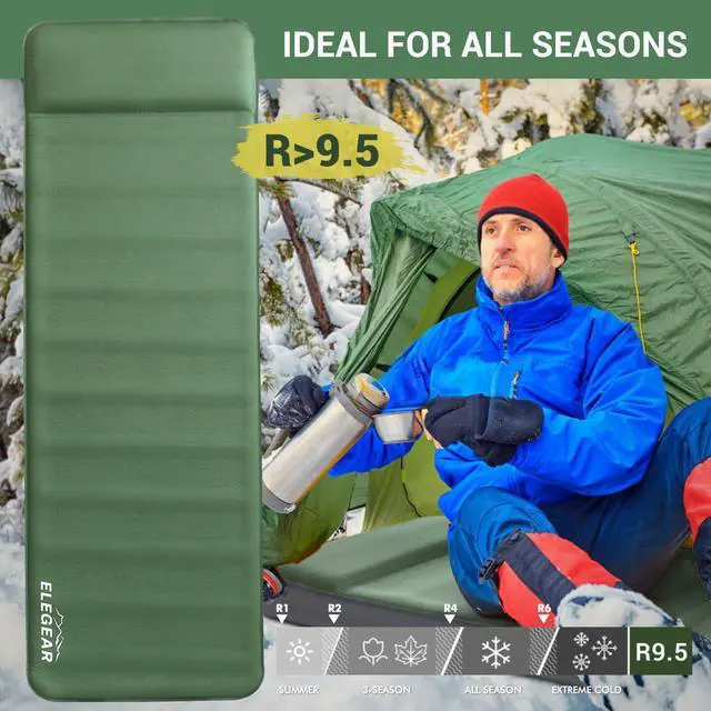 Alt view image 5 of 7 - CumbreX Air & Foam Self Inflating Sleeping Pad, Built-in Electric Pump 4" Ultra-Thick Memory Foam Camping Mattress with Pillow Camping Pad 4-Season R-value 9.5 Camp Mat for Traveling - Single