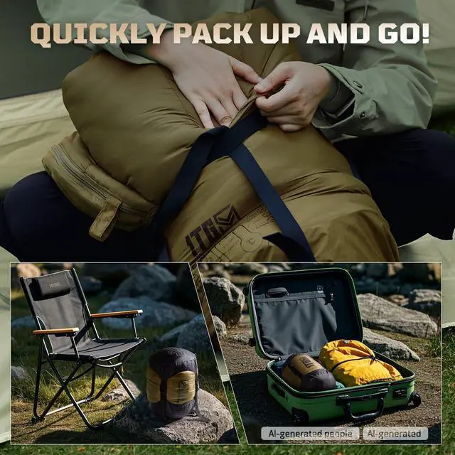 Alt view image 7 of 7 - Mummy Sleeping Bag for Adults, 25-36 Cold Weather Backpacking Sleeping Bag, Lightweight 3-4 Season Winter Camp Bag with Adjustable Hood & Compression Sack, Machine Washable