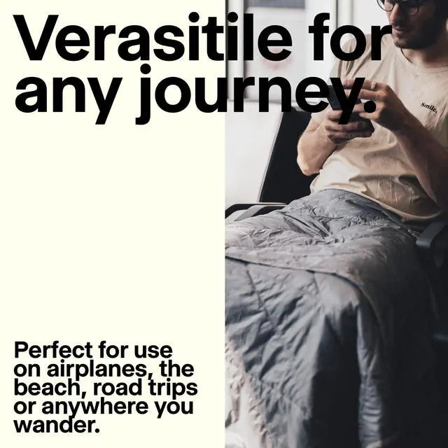 Alt view image 6 of 7 - Layover Travel Blanket Ultra-Light Compact Blanket for Camping and Outdoor Adventures - Down Alternative Portable Travel Blanket for Layovers & Road Trips (Blue)