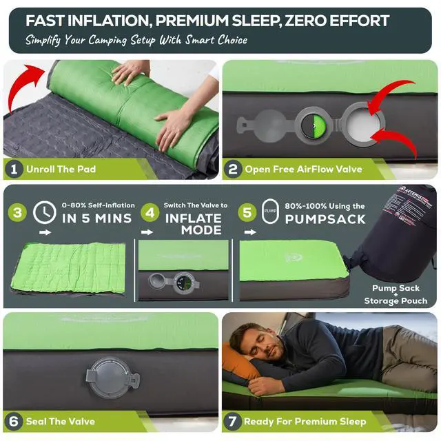Alt view image 3 of 7 - Artemis 8.3 R-Value Self Inflating Sleeping Pad CampingAir Mattress CampingMattress Pad 4 Season 3D Air Foam 4" Thick Insulated Inflatable Foam Sleeping Mat for Luxury Camp/Car/Cot/Tent