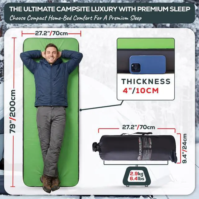 Alt view image 2 of 7 - Artemis 8.3 R-Value Self Inflating Sleeping Pad CampingAir Mattress CampingMattress Pad 4 Season 3D Air Foam 4" Thick Insulated Inflatable Foam Sleeping Mat for Luxury Camp/Car/Cot/Tent