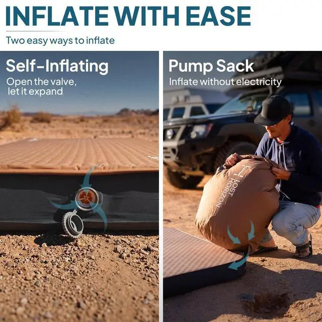 Alt view image 5 of 7 - Air & Foam Camping Mattress, Self-Inflating Sleeping Pad, 4.5" Thick, with Pump Sack, Single