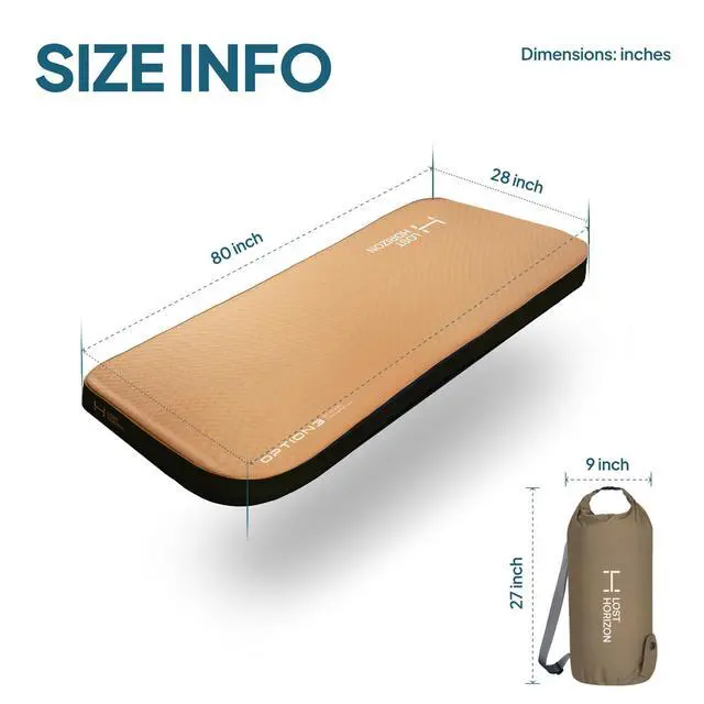 Alt view image 7 of 7 - Air & Foam Camping Mattress, Self-Inflating Sleeping Pad, 4.5" Thick, with Pump Sack, Single