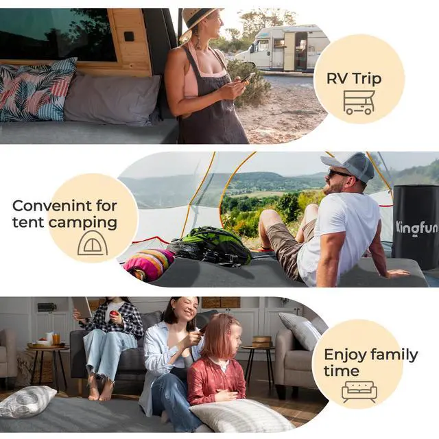 Alt view image 7 of 7 - 3 Inch CertiPUR-US Memory Foam Camping Mattress, Waterproof Roll up Sleeping Pad for Adults, Comfortable Thick Floor Sleeping Mats for Car Truck Tent with Removable Travel Bag, Single