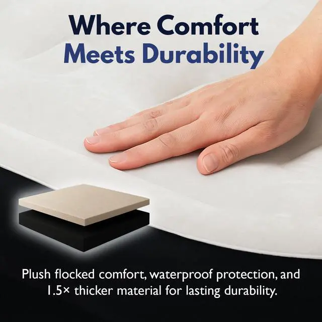 Alt view image 5 of 7 - 16" Queen Air Mattress with Built-in High-Speed Pump - CNN Underscored Top Pick, Sleeps Like a Real Bed, Inflates in 2 Minutes, 600 lb Capacity for Guests, Camping, Home, 1-Year Warranty
