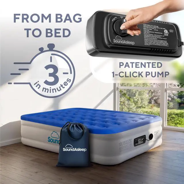 Alt view image 2 of 7 - Dream Series Luxury Air Mattress with ComfortCoil Technology & Built-in High Capacity Pump for Home & Camping- Double Height, Adjustable, Inflatable Blow Up, Portable - Queen Size