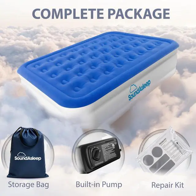 Alt view image 3 of 7 - Dream Series Luxury Air Mattress with ComfortCoil Technology & Built-in High Capacity Pump for Home & Camping- Double Height, Adjustable, Inflatable Blow Up, Portable - Queen Size