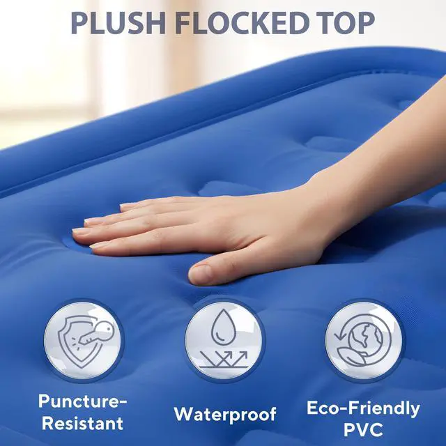 Alt view image 6 of 7 - Dream Series Luxury Air Mattress with ComfortCoil Technology & Built-in High Capacity Pump for Home & Camping- Double Height, Adjustable, Inflatable Blow Up, Portable - Queen Size