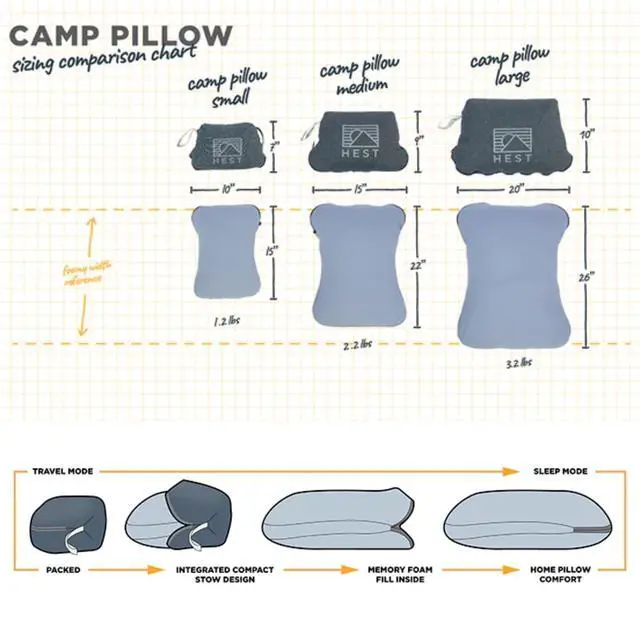 Alt view image 2 of 7 - Camp Pillow (Medium) - Temperature Resilient Memory Foam - Essential for Camping, Backpacking, and Outdoor Adventures - Compact Packable Travel Pillow - 15" L x 22" W