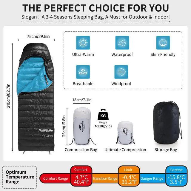 Alt view image 3 of 7 - Ultralight Down Sleeping Bag, 650FP Backpacking Sleeping Bag for Adults, 40.4 Waterproof Sleeping Bags for Camping, Hiking, Traveling with Compression Sack