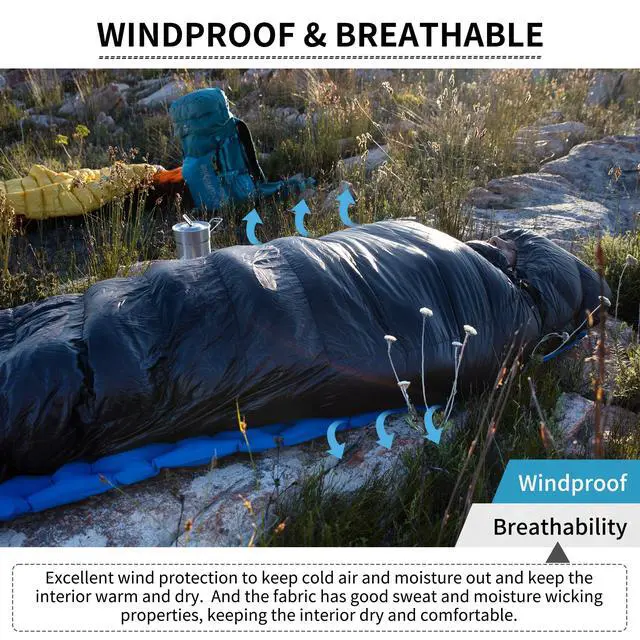 Alt view image 7 of 7 - Ultralight Down Sleeping Bag, 650FP Backpacking Sleeping Bag for Adults, 40.4 Waterproof Sleeping Bags for Camping, Hiking, Traveling with Compression Sack