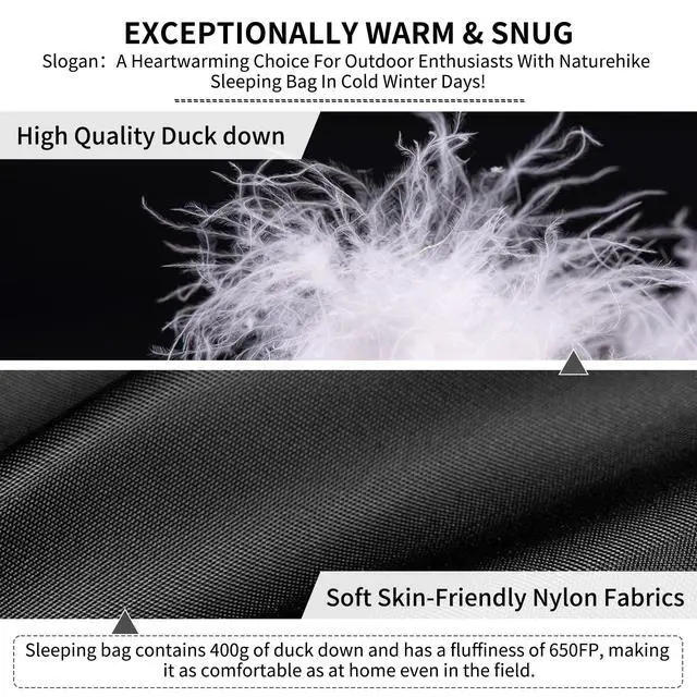 Alt view image 5 of 7 - Ultralight Down Sleeping Bag, 650FP Backpacking Sleeping Bag for Adults, 40.4 Waterproof Sleeping Bags for Camping, Hiking, Traveling with Compression Sack