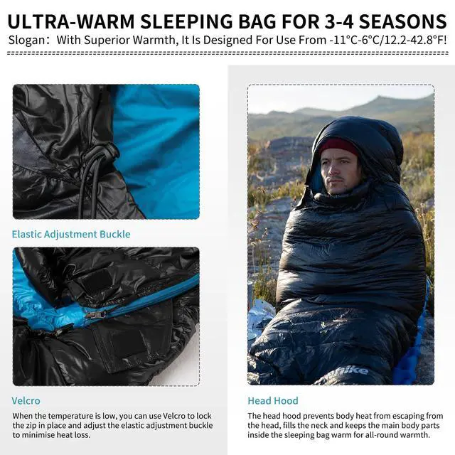 Alt view image 4 of 7 - Ultralight Down Sleeping Bag, 650FP Backpacking Sleeping Bag for Adults, 40.4 Waterproof Sleeping Bags for Camping, Hiking, Traveling with Compression Sack