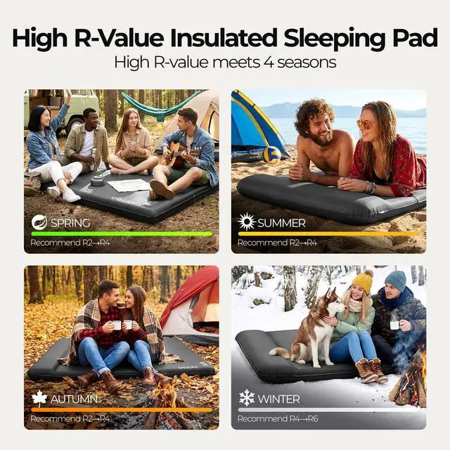 Alt view image 7 of 7 - Self Inflating Sleeping Pad with Electric Pump, 3.15" Memory Foam Camping Pad, R-Value 9.5, Built-in Pillow, 4 Season Mat for Tent, Car Camping & RV