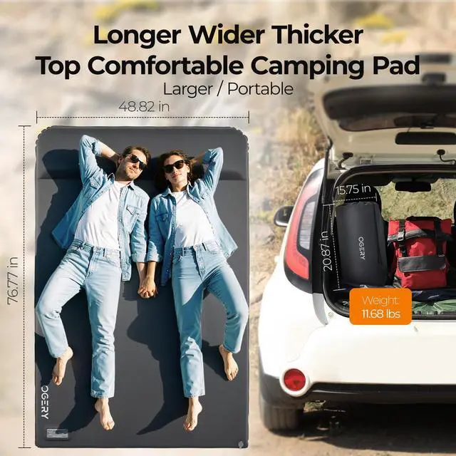 Alt view image 2 of 7 - Self Inflating Sleeping Pad with Electric Pump, 3.15" Memory Foam Camping Pad, R-Value 9.5, Built-in Pillow, 4 Season Mat for Tent, Car Camping & RV