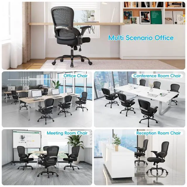 Alt view image 3 of 7 - Office Chair - Ergonomic Office Chair with Back Support, Home Office Desk Chairs, 330lbs Wide Seat Big and Tall Office Chairs, Comfy Desk Chair for Work, Study, Office, Gaming (Black)