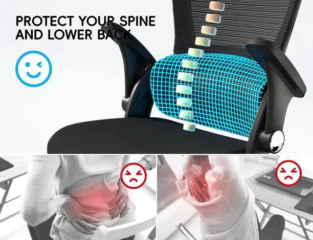 Alt view image 5 of 7 - Office Chair - Ergonomic Office Chair with Back Support, Home Office Desk Chairs, 330lbs Wide Seat Big and Tall Office Chairs, Comfy Desk Chair for Work, Study, Office, Gaming (Black)