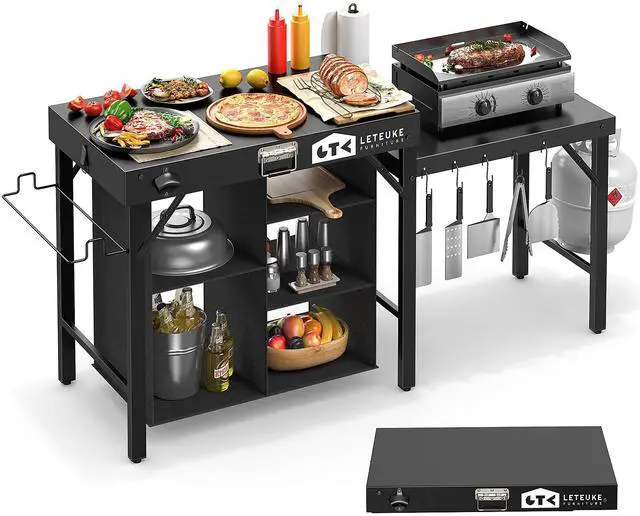 Main image of Grill Table for Blackstone Griddle, Portable Foldable Grill Table with Storage Fits Ninja, Blackstone Griddle Stand for Outdoor Camping, Picnic, Garden, Patio, Dining, BBQ, Party