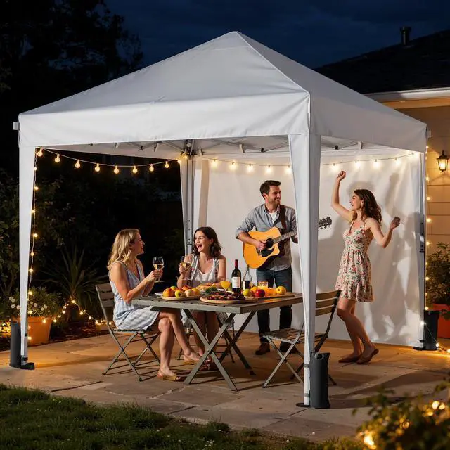 Alt view image 6 of 7 - 10x10 Pop Up Canopy with Sidewalls, One Push Instant Canopy Tent with Carry Bag for Events, Parties, Beach, Camping - White/Clear