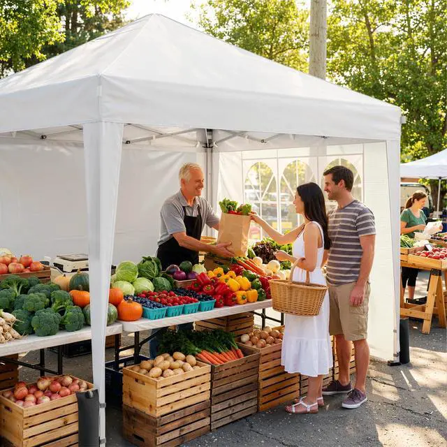 Alt view image 7 of 7 - 10x10 Pop Up Canopy with Sidewalls, One Push Instant Canopy Tent with Carry Bag for Events, Parties, Beach, Camping - White/Clear