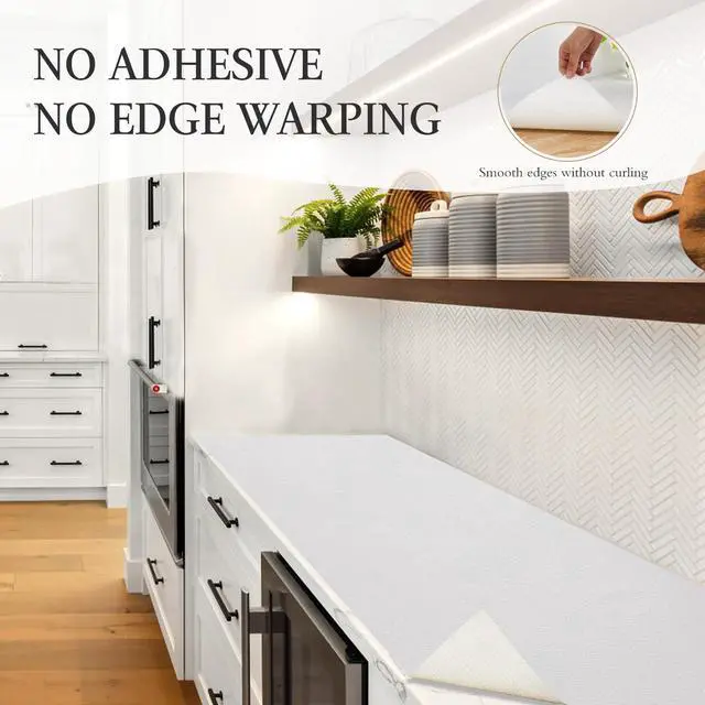 Alt view image 5 of 7 - Shelf and Drawer Liner for Kitchen Cabinet, Non Adhesive Non Slip Shelf Paper Waterproof Washable Thickened for Dresser Pantry Shelve Bathroom Protector Liner(White,23.6 in x 30 FT)