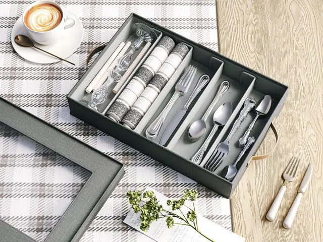 Alt view image 5 of 7 - Hard Shell China Storage Containers 8 Piece Set for Storing Dinner Plates, Salad Plates, Mugs, Quilted Dividers for Safe Moving and Seasonal Storage, Grey