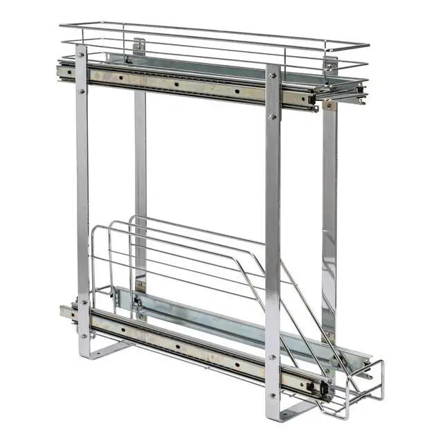 Alt view image 7 of 7 - Glidez Multipurpose Chrome-Plated Steel Pull-Out/Slide-Out Storage Organizer for Cookware and Bakeware - 2-Tier Design - Fits Standard Size Cabinet or Shelf, Chrome