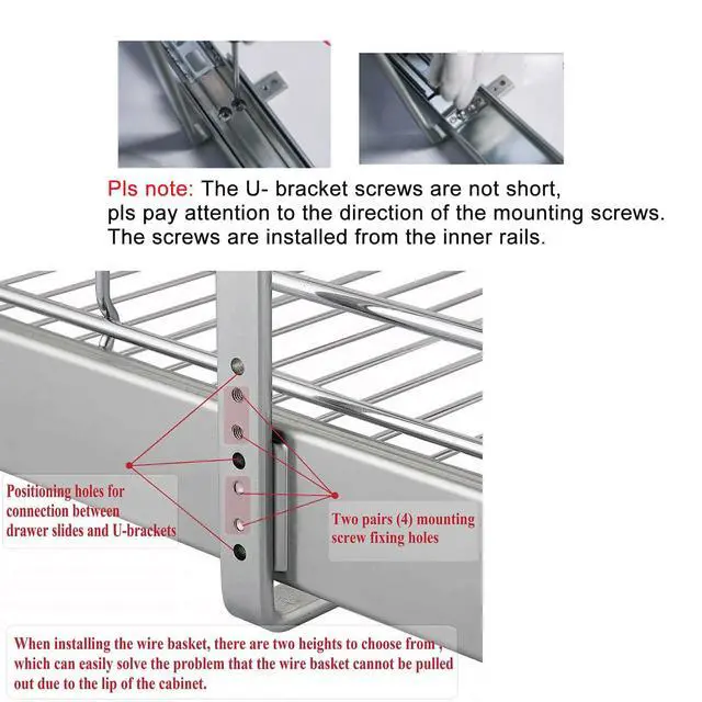 Alt view image 7 of 7 - Pull Out Cabinet Organizer (14" W X 21" D), Cabinet Pull Out Shelves, 2 Tier Pull Out Drawers for Kitchen Cabinets, Wire Basket Slide Out Shelf for Cabinet Organization in Kitchen, Pantry