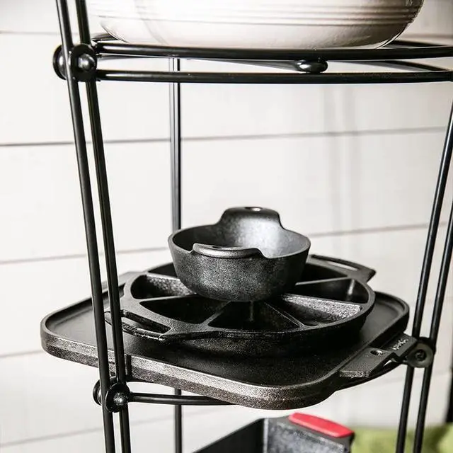 Alt view image 3 of 5 - Cookware Storage Tower - 6-Tier - Multi-Tier Storage Rack for Cookware & Accessories - Space-Saving Organizer for Cast Iron, Lids & Kitchen Essentials - Matte Black