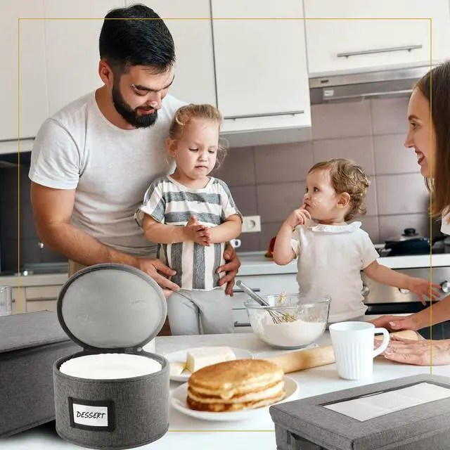 Alt view image 7 of 7 - 8pcs Hard Shell China Storage Containers, Mug Storage, Wine Glass, Utensils, & Plate Storage Containers with Lid, Heavy Duty Dinnerware Storage for Packing Plates, Glassware & Cutlery
