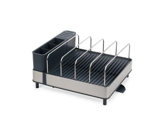 Alt view image 2 of 7 - Extend Max Steel Expanding Dish Drying Rack, high Capacity for Large Items, Cutlery and Knife Holder, Swivel Draining Spout, Stainless Steel