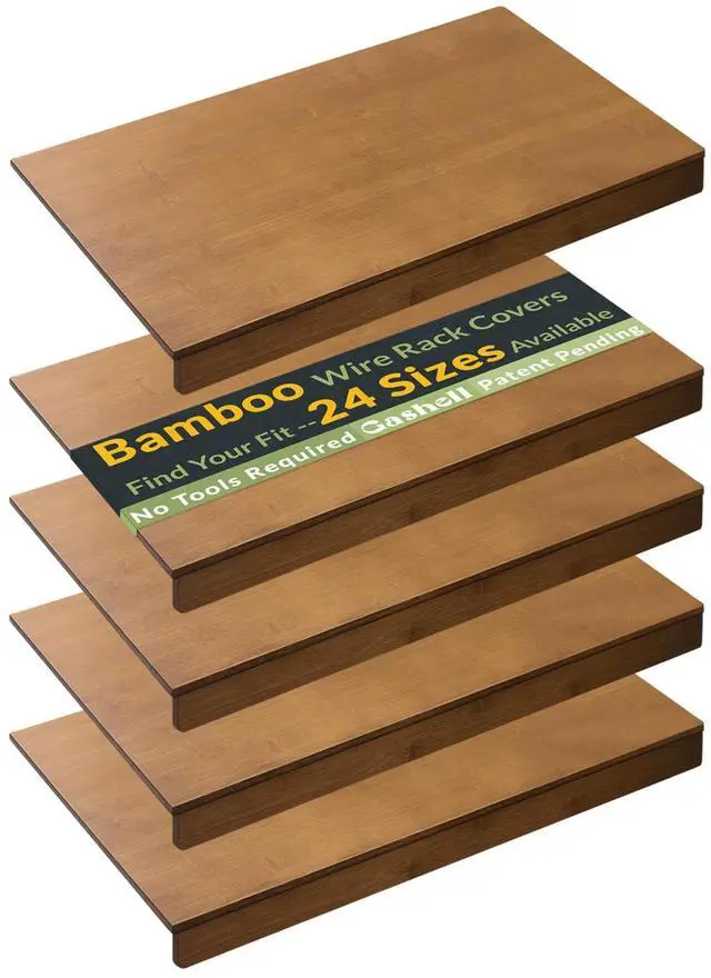 Main image of Wire Shelf Covers, Bamboo Wire Rack Covers for Pantry, Closet (4pcs, 24" W x 16" D)