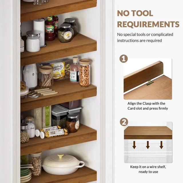 Alt view image 2 of 7 - Wire Shelf Covers, Bamboo Wire Rack Covers for Pantry, Closet (4pcs, 24" W x 16" D)