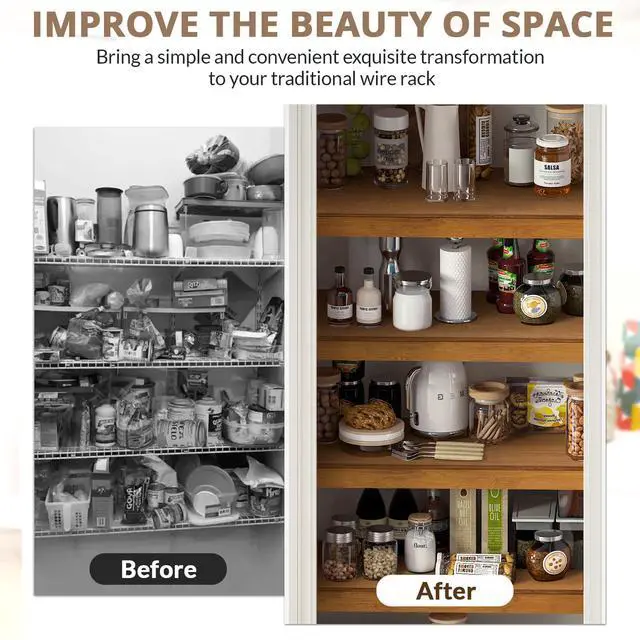 Alt view image 4 of 7 - Wire Shelf Covers, Bamboo Wire Rack Covers for Pantry, Closet (4pcs, 24" W x 16" D)