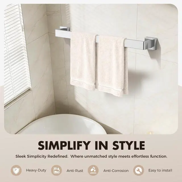 Alt view image 2 of 7 - 20-Pieces Brushed Nickel Bathroom Accessories Set, Stainless Steel Bathroom Hardware Set, Towel Racks for Bathroom Wall Mounted 24 Inch Bath Towel Bar Set.