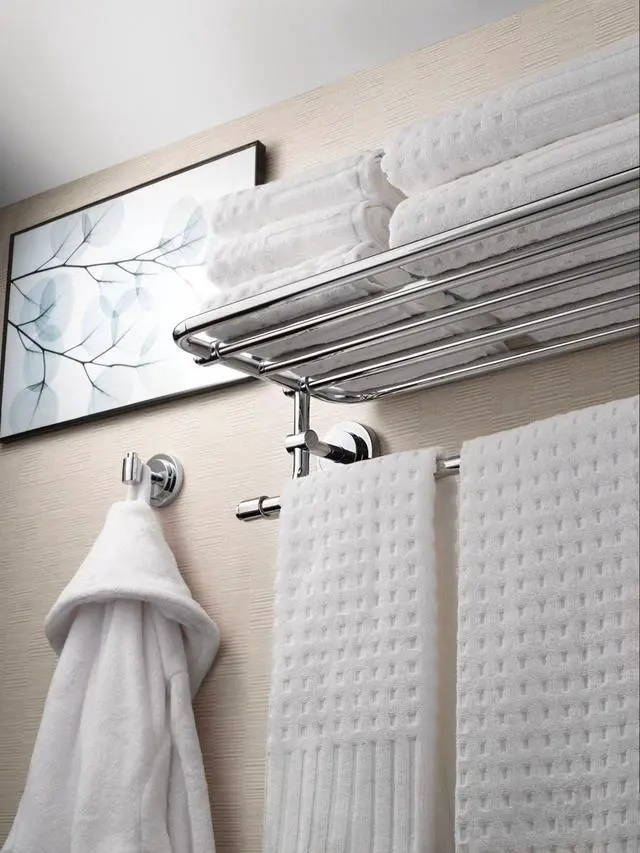 Alt view image 4 of 7 - Iso Chrome 24-Inch Wide Bathroom Hotel-Style Towel Shelf with Towel Bar, DN0794CH