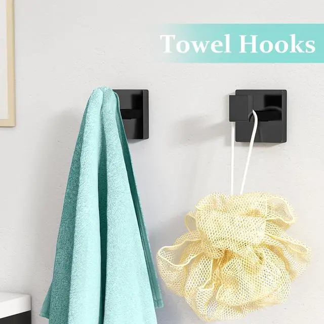 Alt view image 6 of 7 - 20-Piece Matte Black Bathroom Hardware Set, 24 Inch Bath Towel Bar Set, Stainless Steel Wall Mounted Towel Rack for Bathroom