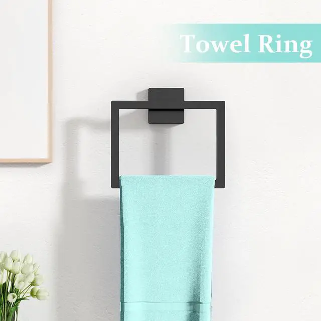 Alt view image 5 of 7 - 20-Piece Matte Black Bathroom Hardware Set, 24 Inch Bath Towel Bar Set, Stainless Steel Wall Mounted Towel Rack for Bathroom