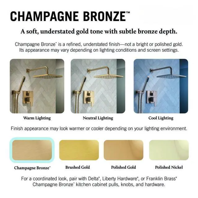 Alt view image 5 of 6 - 5-Setting In2ition 2-in-1 Dual Shower Head with Handheld High Pressure ProClean Spray, Brushed Gold Detachable Shower Head with Hose, 1.75 GPM Flow Rate, Champagne Bronze 75548CZ