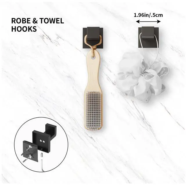 Alt view image 6 of 7 - 20-Pieces Matte Black Bathroom Accessories Set, 23.6 Inch Bath Towel Bar Set, SUS 304 Stainless Steel Bathroom Hardware Set, Towel Racks for Bathroom Wall Mounted.