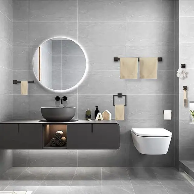 Alt view image 7 of 7 - 20-Pieces Matte Black Bathroom Accessories Set, 23.6 Inch Bath Towel Bar Set, SUS 304 Stainless Steel Bathroom Hardware Set, Towel Racks for Bathroom Wall Mounted.