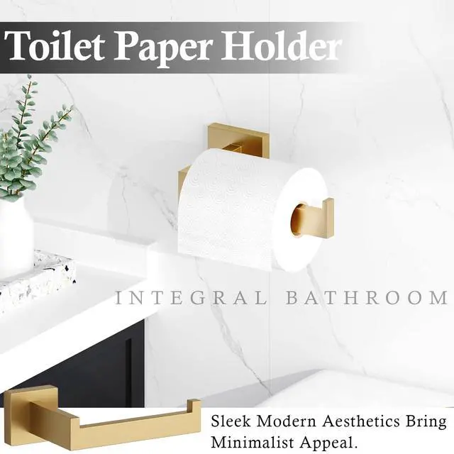 Alt view image 5 of 6 - 15-Piece Brushed Gold Bathroom Accessories Set 23.6" Towel Bar, Towel Ring, Toilet Paper Holder & Hooks, Wall Mounted Bathroom Hardware, Rust & Corrosion-Resistant, Ideal for Modern Bathrooms