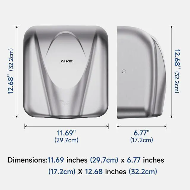 Alt view image 3 of 7 - Elephant Power Commercial Hand Dryer High Speed Auto Warm Wind, Brushed Stainless Steel Cover AC110V-130V Model AK2812