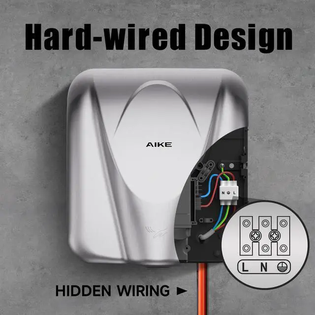 Alt view image 7 of 7 - Elephant Power Commercial Hand Dryer High Speed Auto Warm Wind, Brushed Stainless Steel Cover AC110V-130V Model AK2812