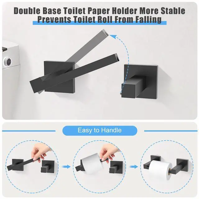 Alt view image 3 of 7 - 10-Piece Bathroom Hardware Accessories Set Matte Black Towel Bar Holder Set SUS304 Stainless Steel Towel Racks for Bathroom Wall Mounted, 23.6-Inch