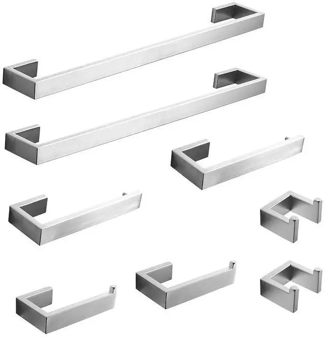 Main image of 8 Piece Bathroom Accessories Set Stainless Steel,Bathroom Hardware Set Brushed Nickel Wall Mounted